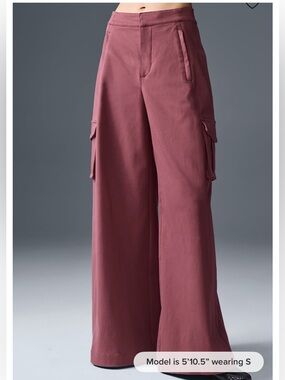 Ali Yoga Show-Off Wide Leg Cargo Pants in Burgundy Truffle